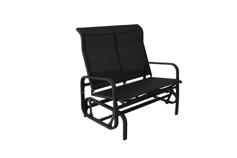Chargez l'image dans la visionneuse de la galerie, Patio Zone PZ-SN23-021 - Chaise oscillante 2 places en textilène avec cadre en aluminium - Noir
