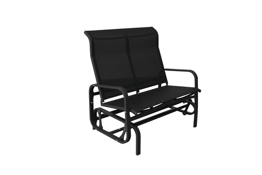 Patio Zone PZ-SN23-021 - Chaise oscillante 2 places en textilène avec cadre en aluminium - Noir