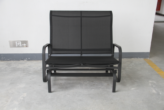 Patio Zone PZ-SN23-021 - Chaise oscillante 2 places en textilène avec cadre en aluminium - Noir