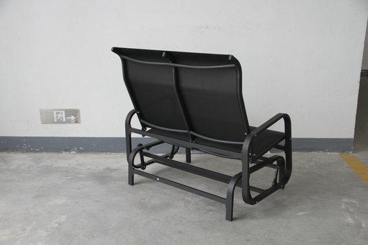 Patio Zone PZ-SN23-021 - Chaise oscillante 2 places en textilène avec cadre en aluminium - Noir