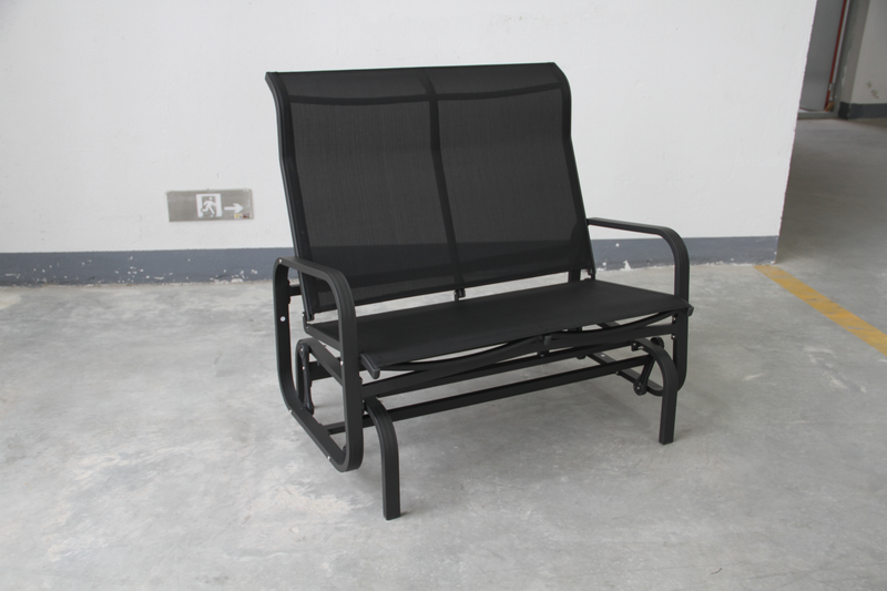 Chargez l'image dans la visionneuse de la galerie, Patio Zone PZ-SN23-021 - Chaise oscillante 2 places en textilène avec cadre en aluminium - Noir
