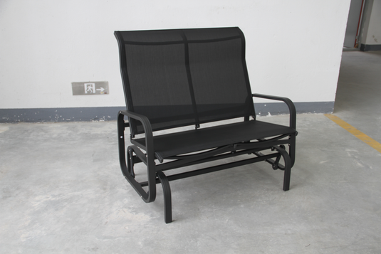 Patio Zone PZ-SN23-021 - Chaise oscillante 2 places en textilène avec cadre en aluminium - Noir