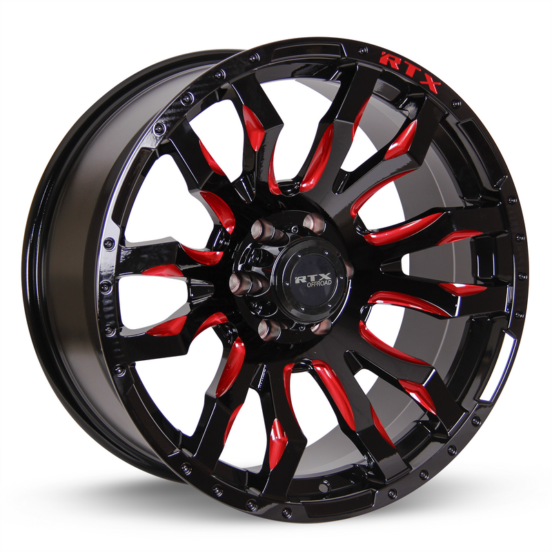 Chargez l&#39;image dans la visionneuse de la galerie, RTX® (Offroad) • 082961 • Patton • Noir brillant rouge fraisage • 20x9 6x135 ET10 CB87.1
