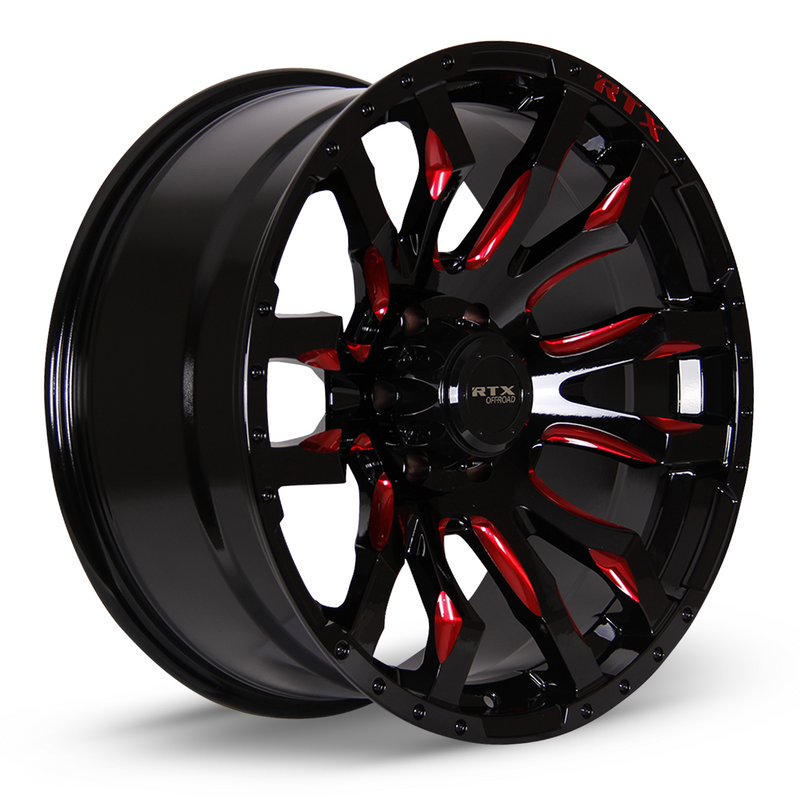 Chargez l&#39;image dans la visionneuse de la galerie, RTX® (Offroad) • 082961 • Patton • Noir brillant rouge fraisage • 20x9 6x135 ET10 CB87.1
