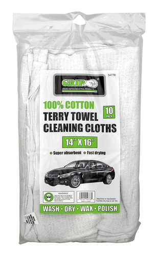 Grip RD54778 - 100% Cotton Terry Towel Cleaning Cloths Kit - 10 Pieces - RACKTRENDZ