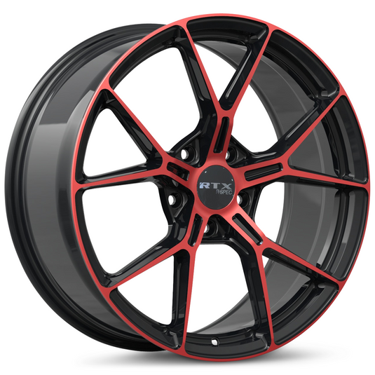 RTX® (R-Spec) • 083312 • RS01 • Noir brillant usiné rouge • 18x8 5x114,3 ET38 CB73,1