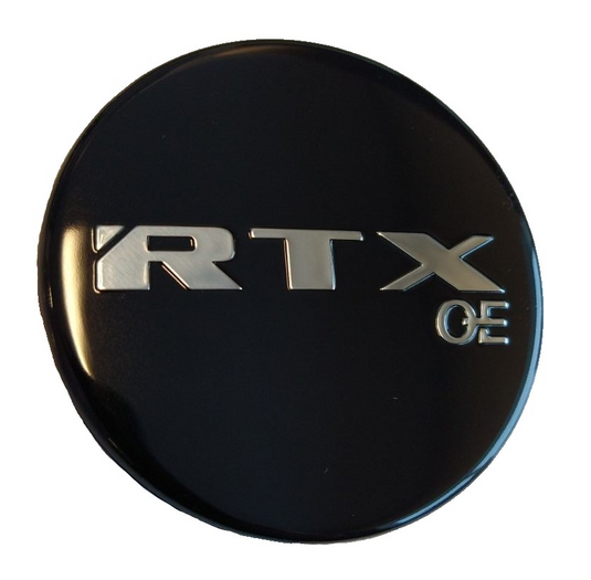 RTX 602K57BB1CH - Black Center Cap with Chrome RTXoe with Black Background