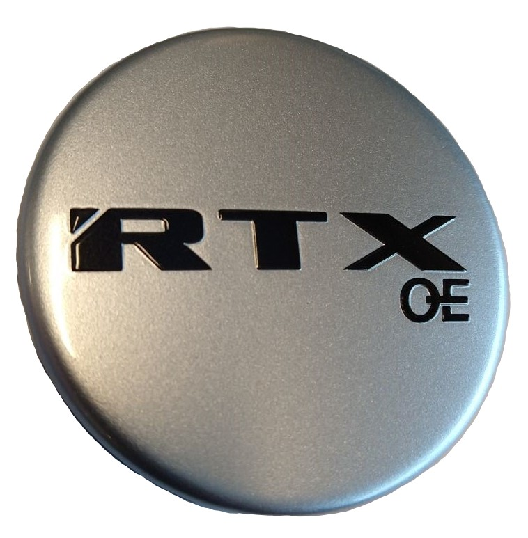 Load image into Gallery viewer, 602K57BHS1B1 - Silver Center Cap with Black RTXoe with Silver Background - RACKTRENDZ
