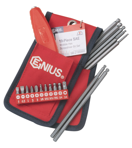 19PC SAE WOBBLE HEX SC.BIT SET