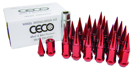 Ceco SPIKE4806-5R - (20) ÉCROUS À SPIKE ROUGES 2PC AVEC SERRURE 12X1,25 82mm Longueur 19mm Hex