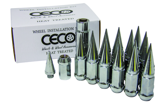 Ceco - (20)CHROME SPIKE NUT 2PC +LOCK 12X1.50 82mm Hauteur 19mm Hex - RACKTRENDZ