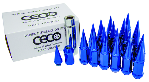 Ceco - (24)BLUE SPIKE NUT 2PC W/LOCK 12X1.50 82mm Lenght 19mm Hex - RACKTRENDZ