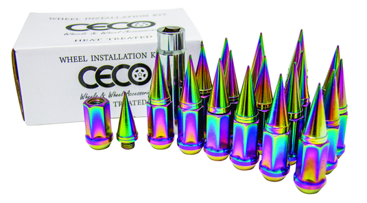 Ceco - (24)NEO CHROME SPIKE NUT 2PC W/LOCK 12X1.50 82mm Lenght 19mm Hex - RACKTRENDZ