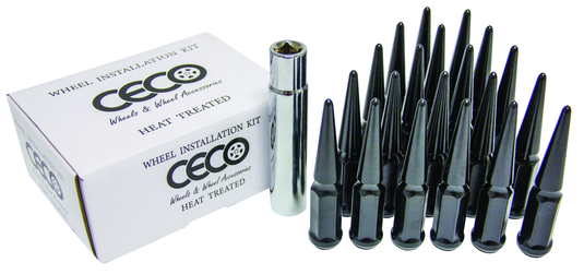 Ceco SPIKE5820-8BK - (32) BLACK SPIKE NUT 1PC W/LOCK 14X2.00 112mm Lenght 19mm Hex