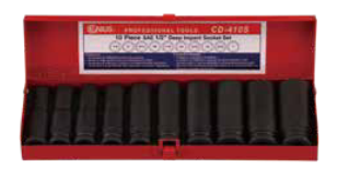 Genius CD-410S - 10 Pieces 1/2” Dr. SAE Deep Impact Socket Set