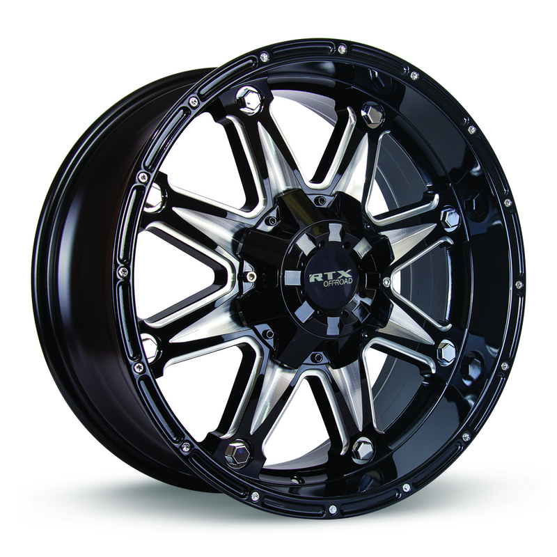 Load image into Gallery viewer, RTX® (Offroad) • 081857 • Spine • Black with Milled Spokes • 17x9 6x135/139.7 ET10 CB87.1
