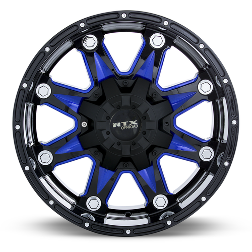 RTX® (Offroad) • 081869 • Spine • Black with Milled Blue Spokes • 20x9 6x135/139.7 ET10 CB87.1