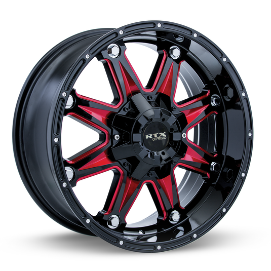 RTX® (Offroad) • 082450 • Spine • Black with Milled Red Spokes • 17x9 6x135/139.7 ET10 CB87.1