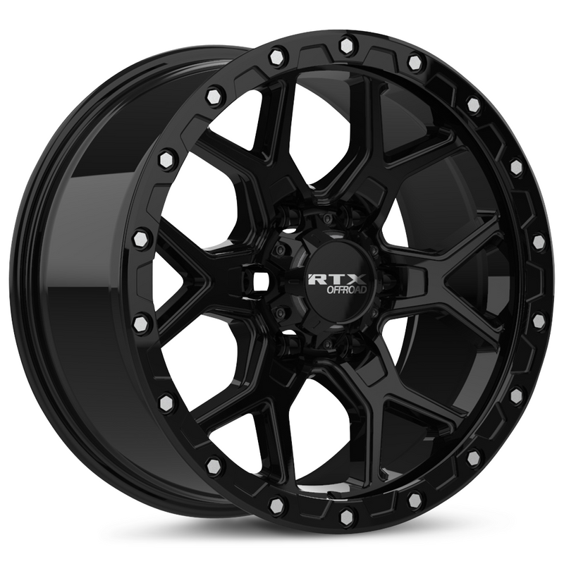 Load image into Gallery viewer, RTX® (Offroad) • 178604 • Storm • Gloss Black with Milled Rivets • 17x8.5 6x139.7 ET20 CB106.1
