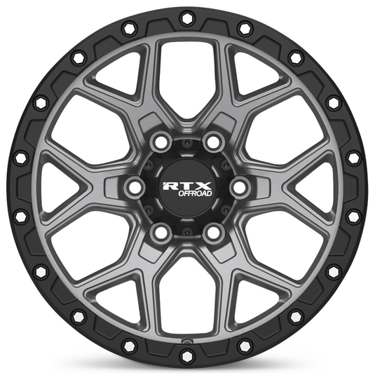 RTX® (Offroad) • 178621 • Storm • Matte Gunmetal with Black Lip and Milled Rivets • 20x9 6x139.7 ET20 CB106.1