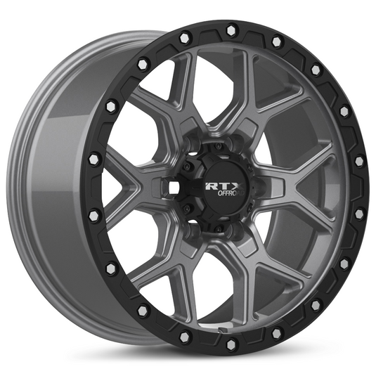 RTX® (Offroad) • 178605 • Storm • Matte Gunmetal with Black Lip and Milled Rivets • 17x8.5 6x139.7 ET20 CB106.1