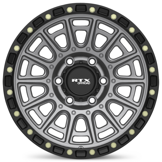 RTX® (Offroad) • 178618 • Striker • Matte Gunmetal with Black Lip and Milled Rivets • 20x9 6x139.7 ET10 CB106.1