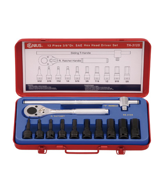 HEX SOCKET 12PC 3/8"SAE
