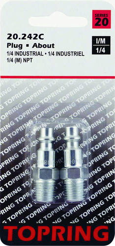 Topring 20-242C - 1/4 M NPT Industrial Plug Zinc Plated Steel (Pack of 2) - RACKTRENDZ