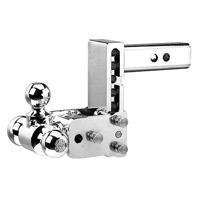 BW TS20048C - Class 4, "Tow & Stow" Adjustable 5" Drop Chrome Tri-Ball Mount for 2-1/2" Receivers - RACKTRENDZ