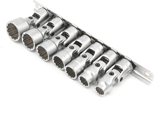 Genius US-307S - Jeu de 7 douilles universelles Dr. SAE 3/8" (12 points)