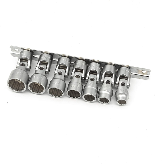 Genius US-307S - Jeu de 7 douilles universelles Dr. SAE 3/8" (12 points)