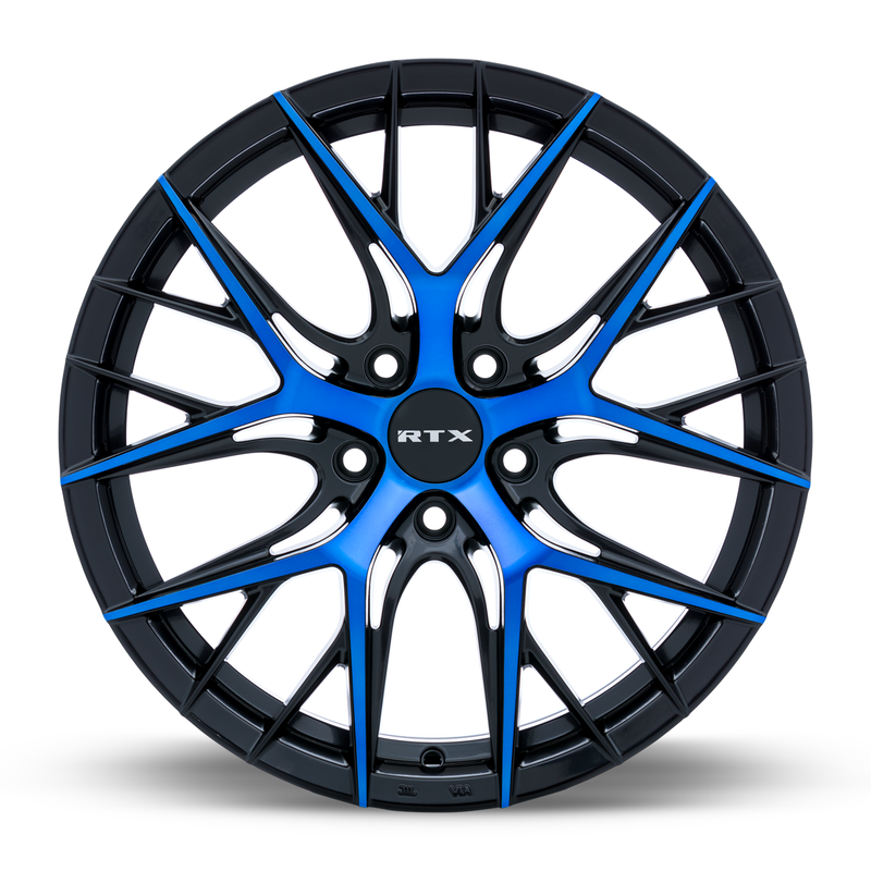 Chargez l&#39;image dans la visionneuse de la galerie, RTX® (R-Spec) • 083054 • Valkyrie • Gloss Black Machined Blue • 18x8 5x114.3 ET40 CB73.1
