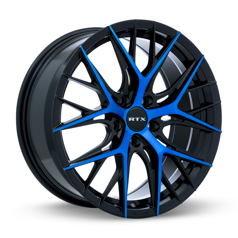 Chargez l&#39;image dans la visionneuse de la galerie, RTX® (R-Spec) • 083054 • Valkyrie • Gloss Black Machined Blue • 18x8 5x114.3 ET40 CB73.1
