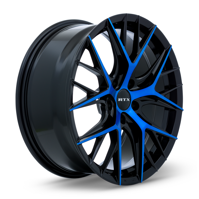 Chargez l&#39;image dans la visionneuse de la galerie, RTX® (R-Spec) • 083054 • Valkyrie • Gloss Black Machined Blue • 18x8 5x114.3 ET40 CB73.1
