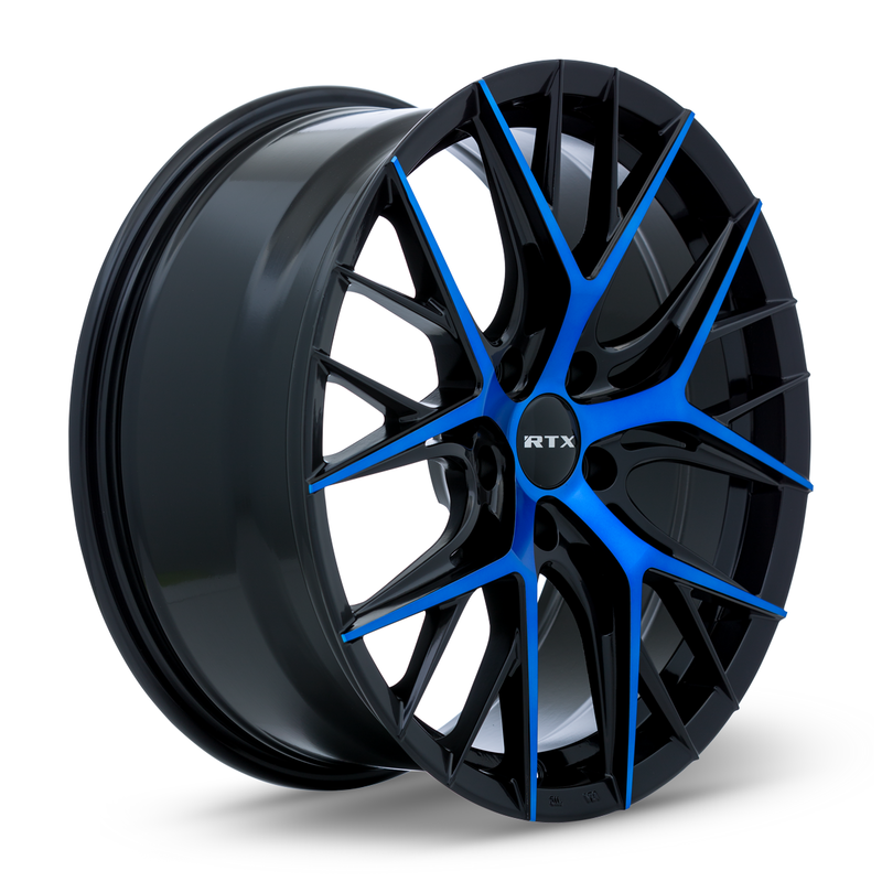 Load image into Gallery viewer, RTX® (RTX) • 083054 • Valkyrie • Gloss Black Machined Blue • 18x8 5x114.3 ET40 CB73.1
