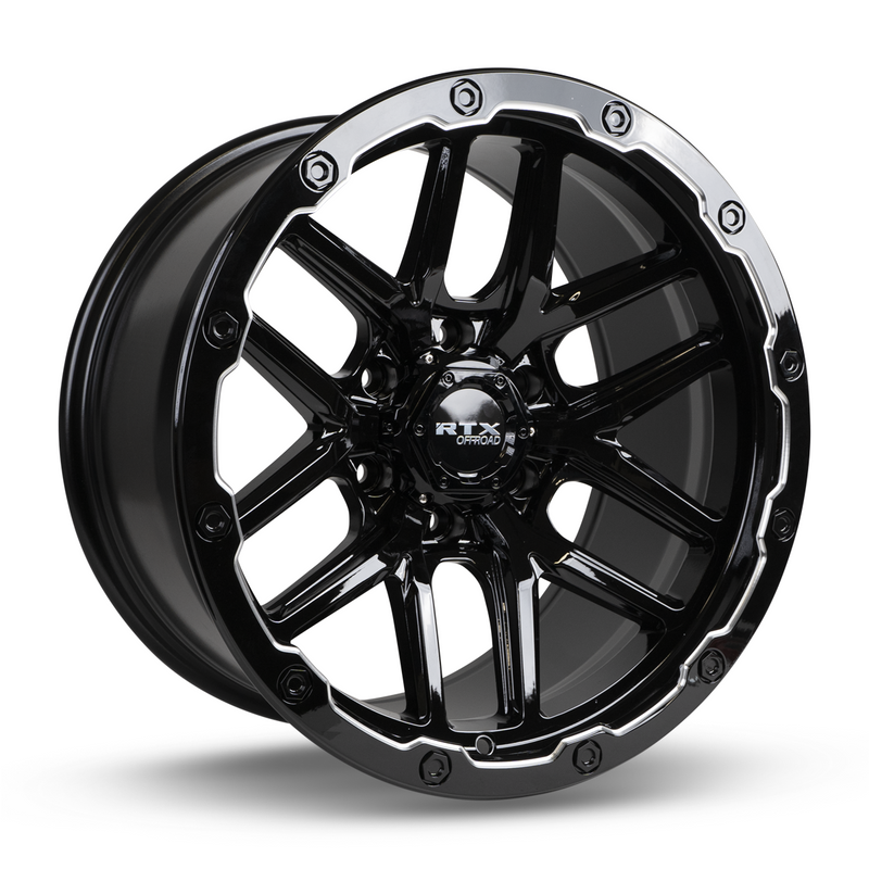 Chargez l&#39;image dans la visionneuse de la galerie, RTX® (Offroad) • 082979 • Volcan • Bord fraisé noir brillant • 18x9,5 6x135 ET-10 CB87.1
