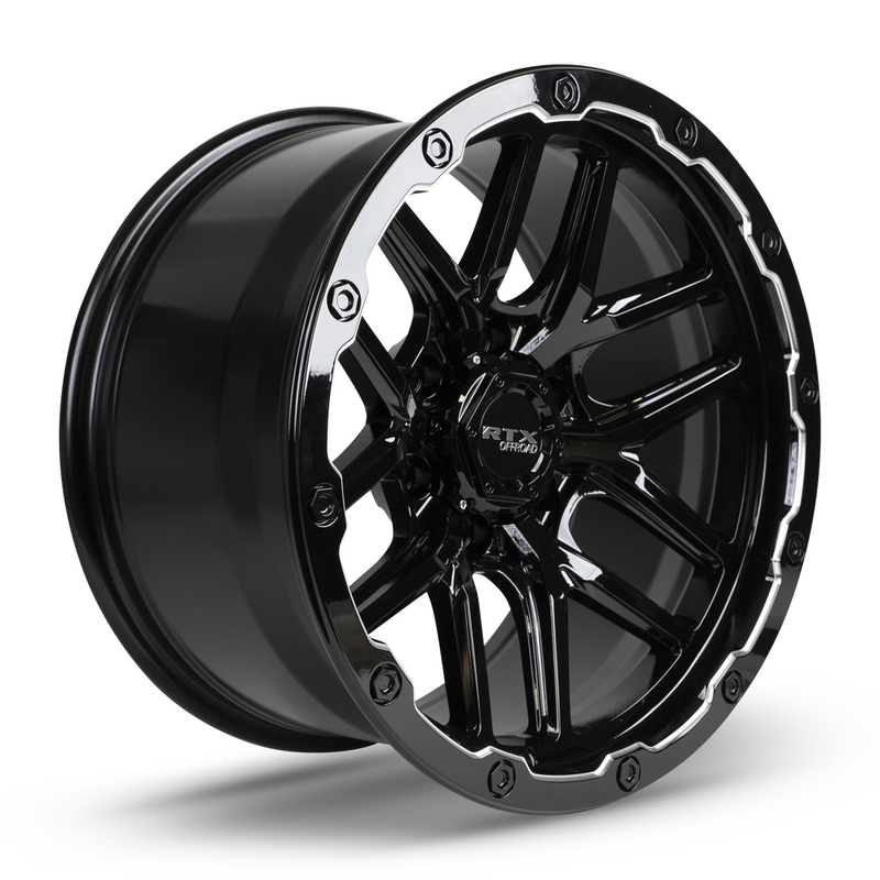 Chargez l&#39;image dans la visionneuse de la galerie, RTX® (Offroad) • 082979 • Volcan • Bord fraisé noir brillant • 18x9,5 6x135 ET-10 CB87.1
