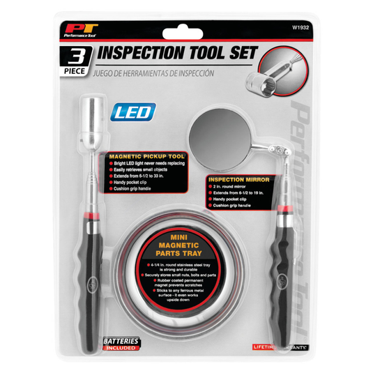 Performance Tool W1932 - 3 Piece Inspection Tool with LED