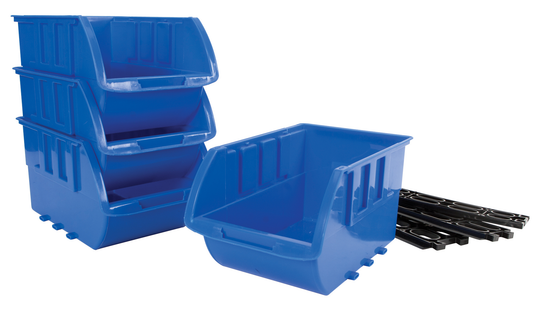 PTW5196 - Ensemble de 4 grands bacs en plastique bleus