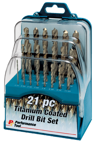 21PC TIT.COATED DRILL BIT SET