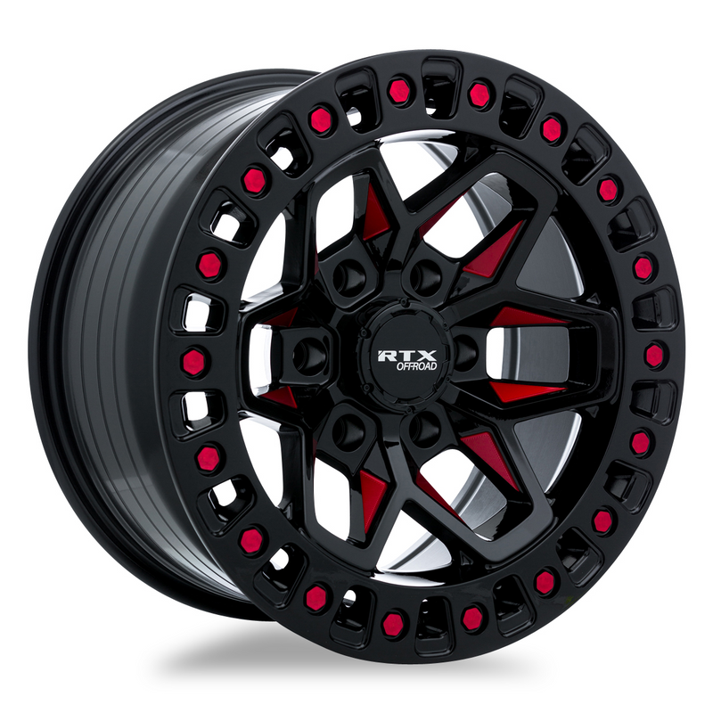 Load image into Gallery viewer, RTX® (Offroad) • 082931 • Zion • Black Milled Red • 18x9 5x127 ET-15 CB71.5
