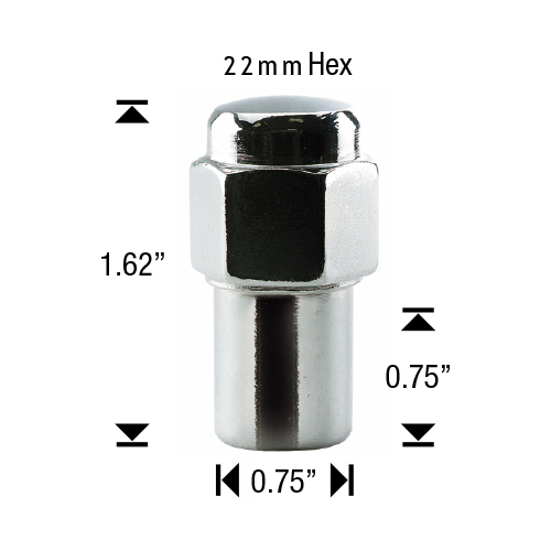 Ceco CD1749 - (1) Chromé Std. Écrou magnétique à tige 14X1,5 41 mm 22 mm hexagonal