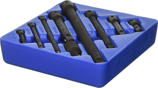 Genius IE-2349 - Jeu de barres d'extension à billes en acier à impact (9 pièces) 1/4"-3/8"-1/2