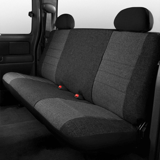 FIA® • OE32-95 CHARC • OE • Original equipment tweed custom fit truck seat covers. • Chevrolet Silverado/GMC Sierra 1500 14-19, 2500/3500 15-19 Double Cab - RACKTRENDZ