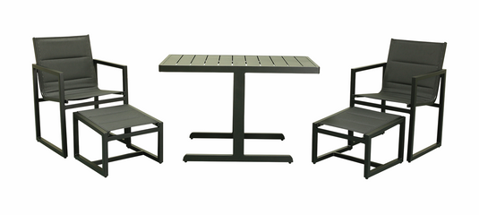 MOSS MOSS-HN001N - Black Balcony 5pcs set, compact/nestable aluminum frame and textilene seats