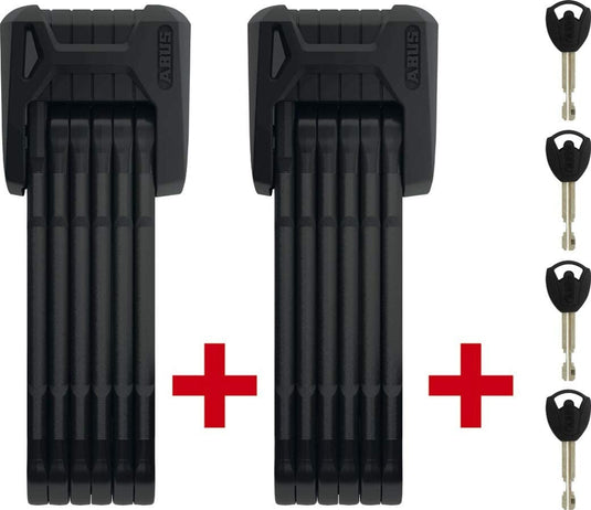 Abus, Bordo Granit XPlus 6500 Twinset, Folding Lock, Key, 85cm, 3', 5.5mm, Black - RACKTRENDZ