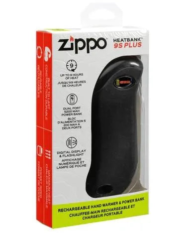 ZIPPO-40607 - ZIPPO - HEATBANK 9S PLUS CHAUFFE-MAINS RECHARGEABLE NOIR AVEC LAMPE DE POCHE ET AFFICHAGE NUMÉRIQUE