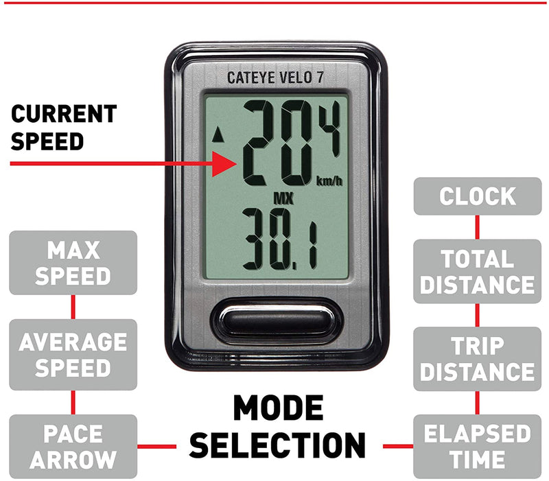 Chargez l&#39;image dans la visionneuse de la galerie, CatEye Velo 7 Bike Computer with Odometer and Speedometer - RACKTRENDZ
