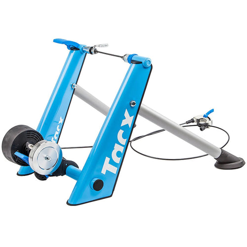 Garmin Tacx Blue Matic Magnetic Trainer for indoor cycling with adjustable resistance and stable blue frame