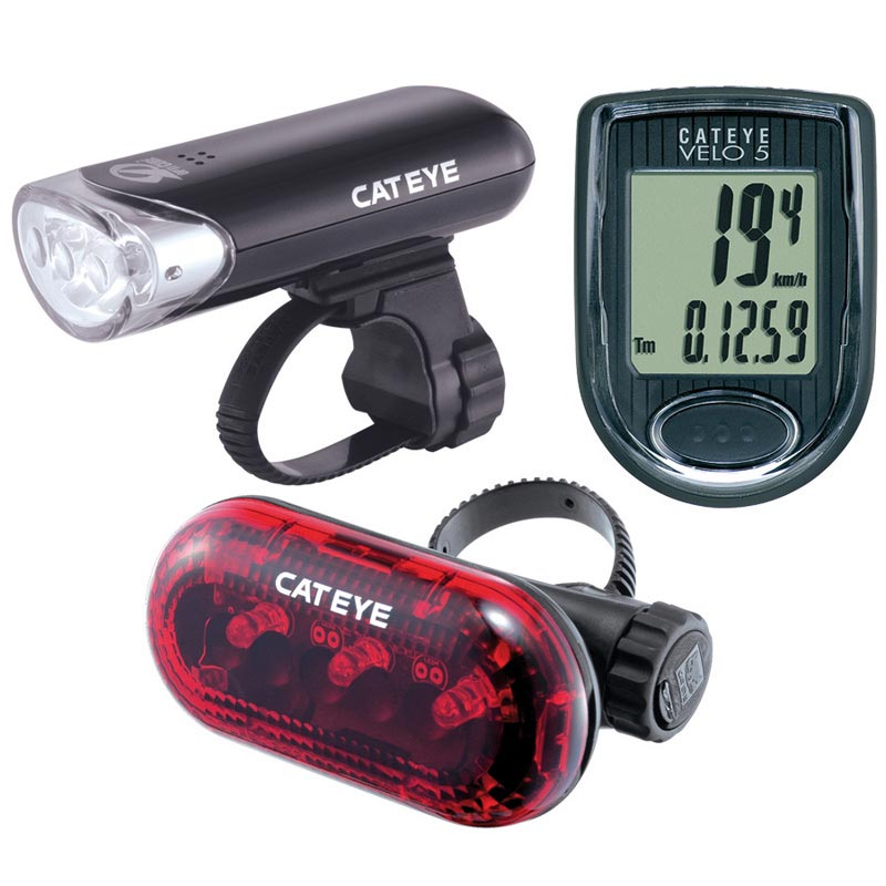 Load image into Gallery viewer, Cat Eye Bicycle Lights and Computer Combo Kit - RACKTRENDZ
